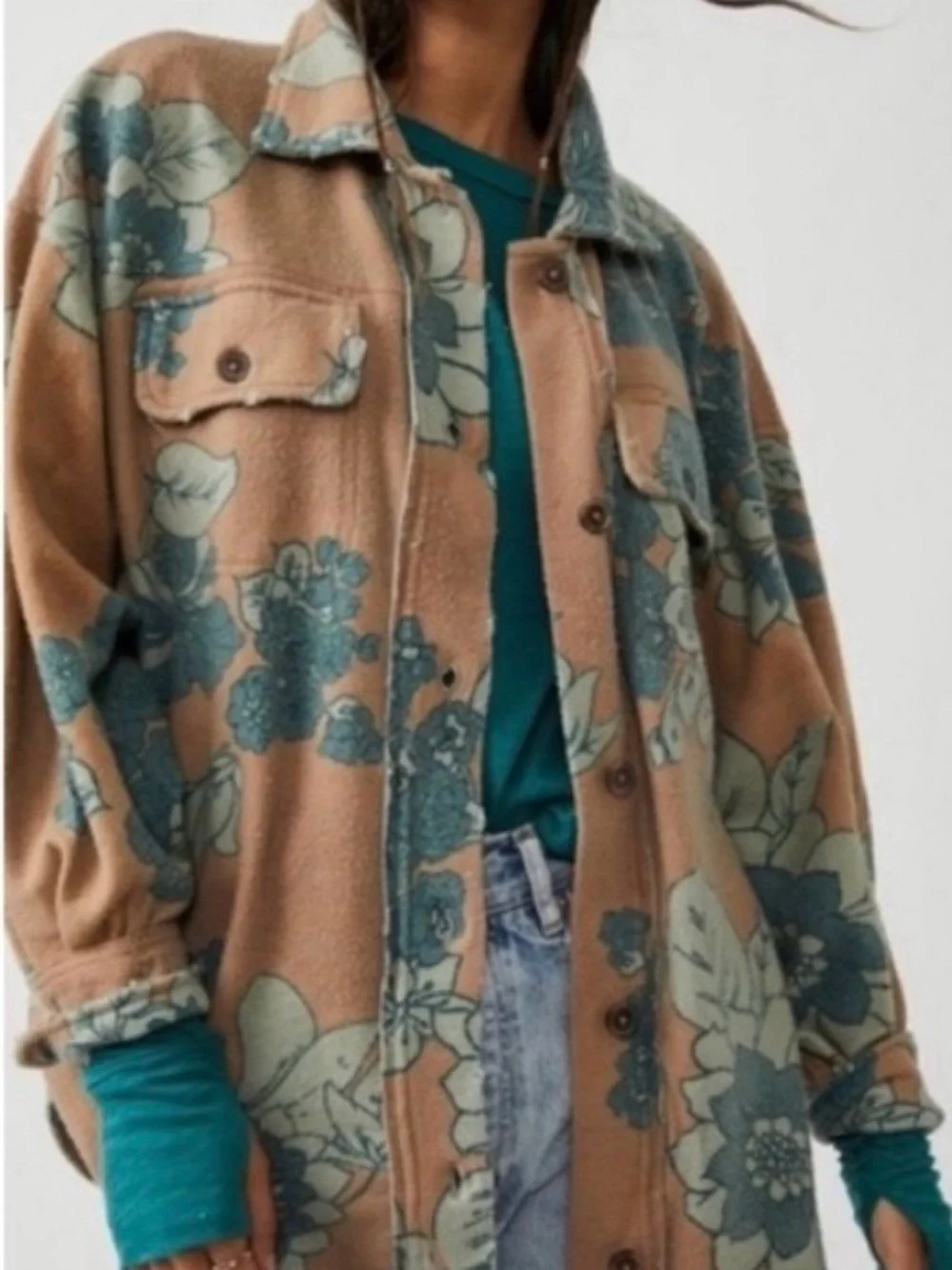 Ruby Button Down Oversized Shacket - Picture 1 of 7